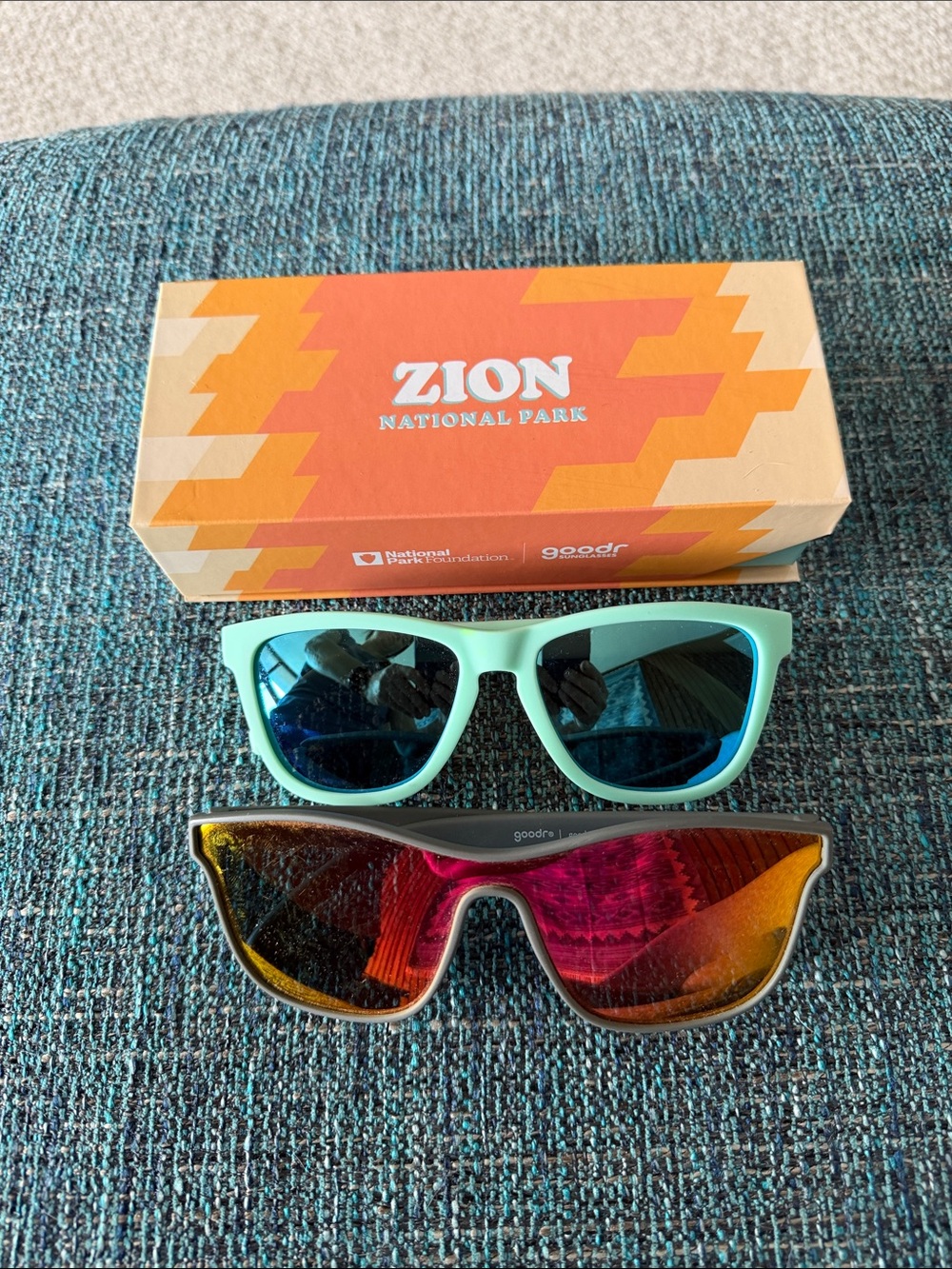 Goodr Zion sunglass lot, Mint Green Sunglasses + Gradient Lens Black Frames